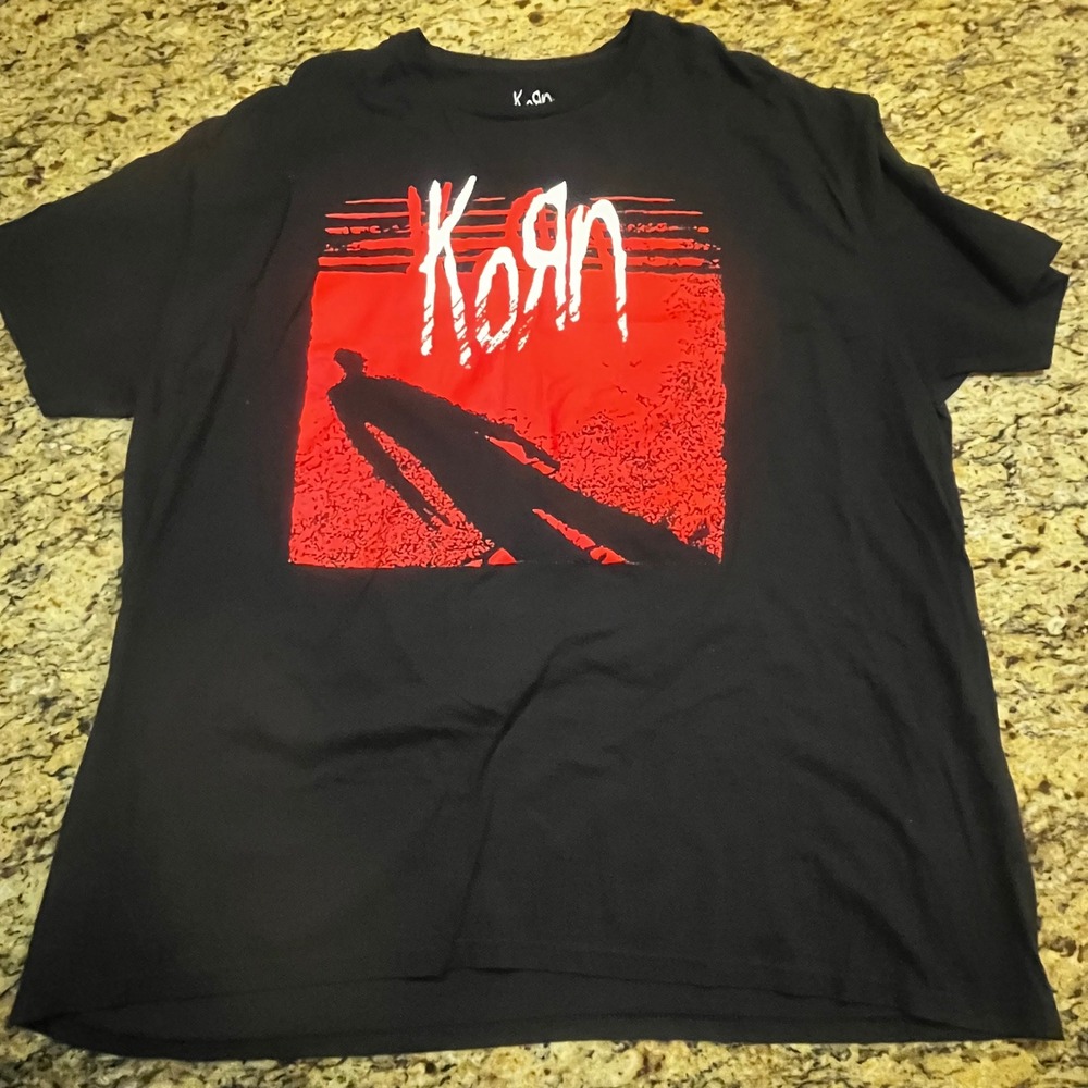Korn Band Graphic T-Shirt Mens 3XL Black Red Nu‎ Metal Rock Short Sleeve Cotton